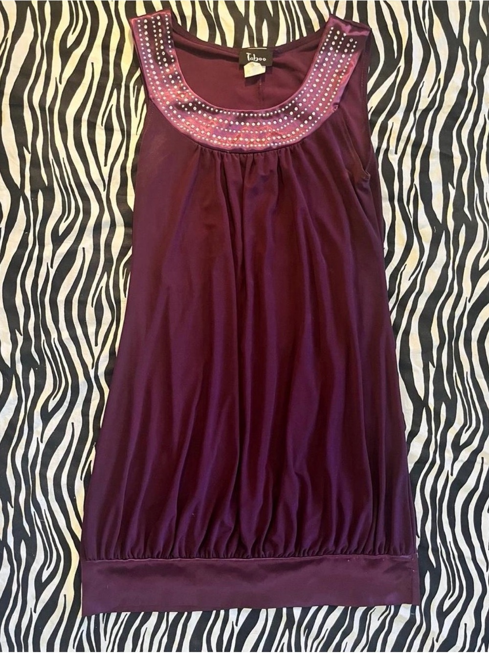 Taboo Plum Sleeveless Top with Stud Detailing
